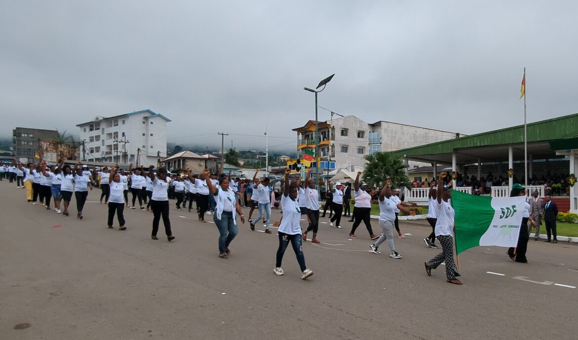 SDF militants marching in Buea SDF militants marching in Buea