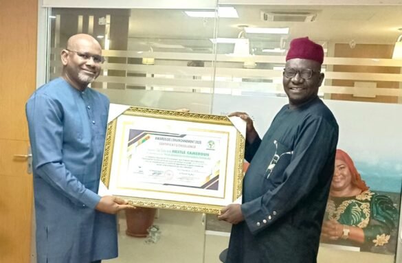 Nestlé Cameroon’s award for Remarkable Environmental Commitment being handed over to the company’s leadership