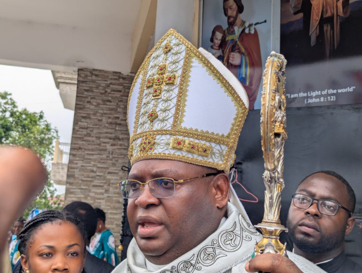 Bishop Michael Bibi speaking to the press at his silver jubilee celebrations