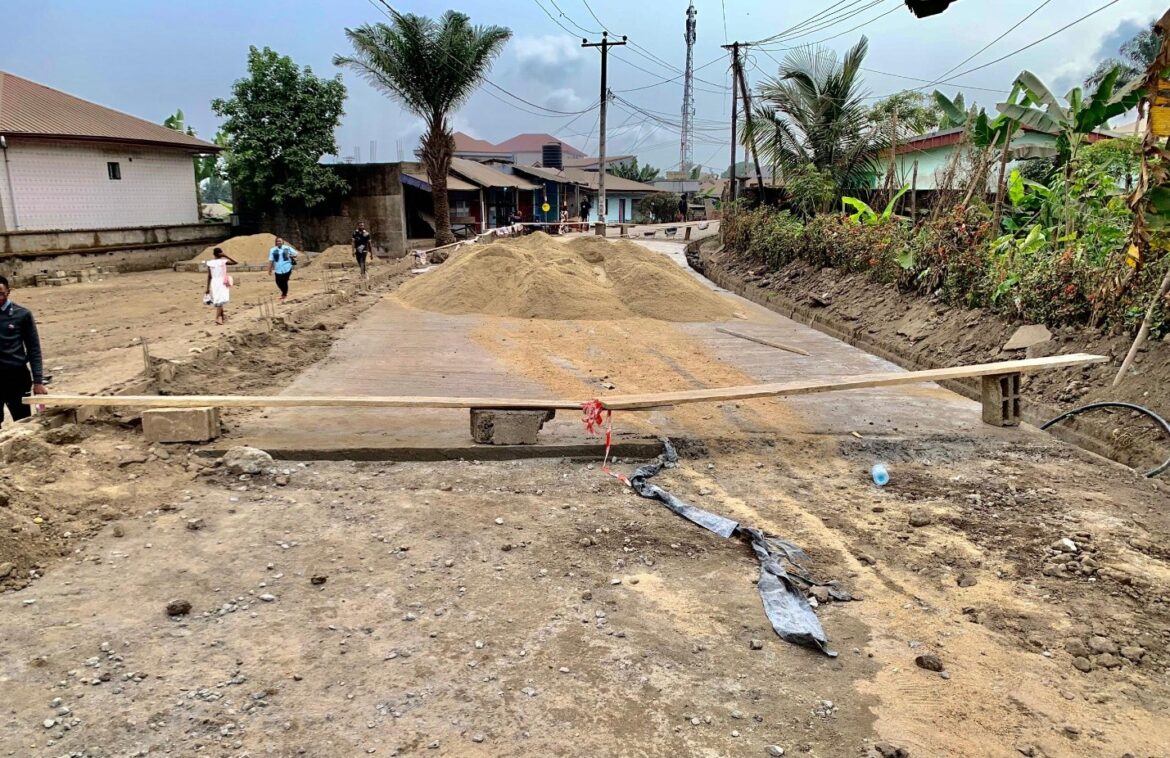 A section of Sandpit Road in Buea undergoing rehabilitation
