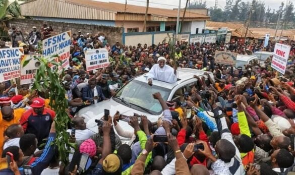 Tchiroma at a campaign rally during the 2025 Presidential Election.