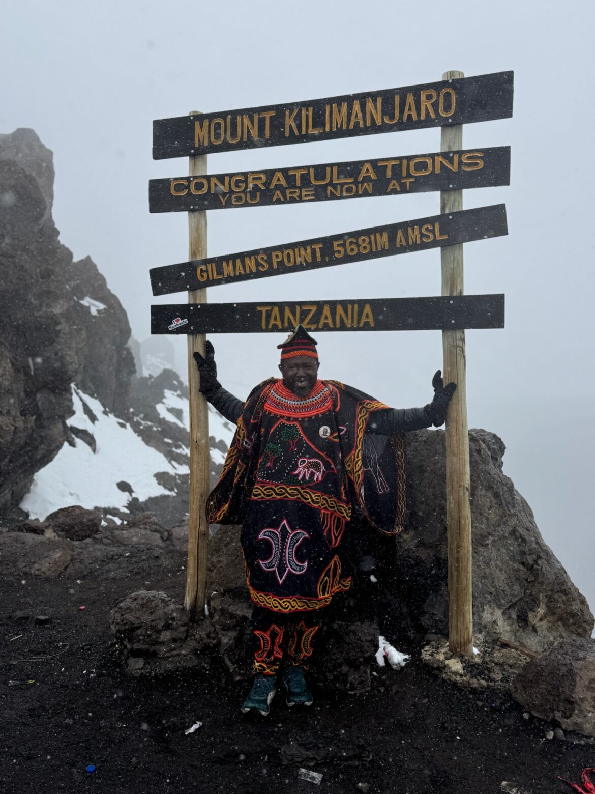 Afowiri Kizito Fondzenyuy, aka the Toghu Marathoner, conquering Mount Kilimanjaro